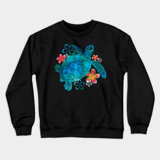 Sea Turtle with Flowers Crewneck Sweatshirt